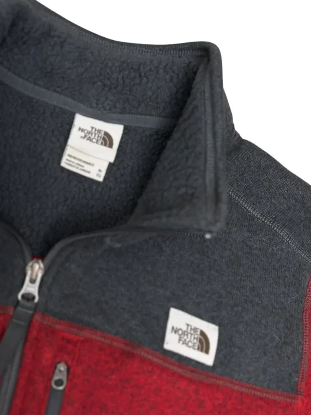 THE NORTH FACE Fleece Jacket Full Zip Red Winter Coat Mens XL